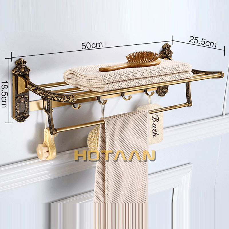 Antique Brass Hook - Porte-serviettes de bain pliable en aluminium